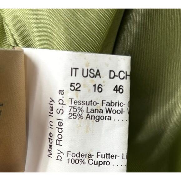 Cinzia Rocca Women's Green Wool & Angora Coat Size 16 #64286 - Picture 5 of 5